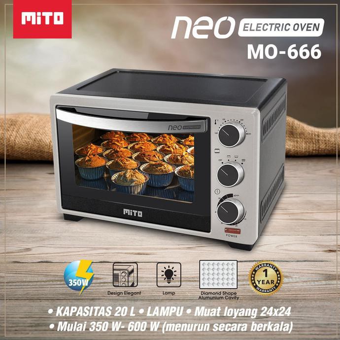 Mito MO-666 Neo Oven Listrik 20 Liter Silver Hitam