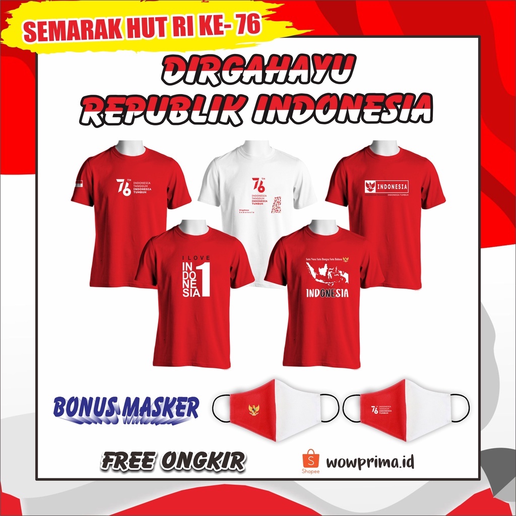 WOWPRIMA.ID | Kaos  Custom KEMERDEKAAN HUT RI KE 76