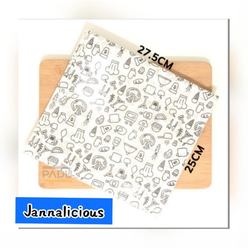 

Kertas Nasi Laminasi ~ Anti Lengket Uk. 25 x 27,5cm [100pcs] ~ Motif Cafe