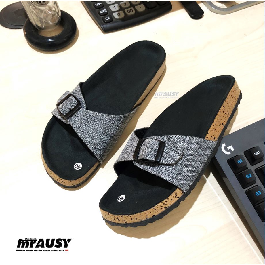 Sandal Wanita Selop Slop mrAUSY Strap 1 Gesper 1 Kain Full