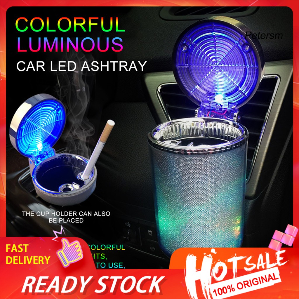 Xs8X Asbak Portabel Tanpa Asap Dengan Lampu Indikator Led Untuk Mobil