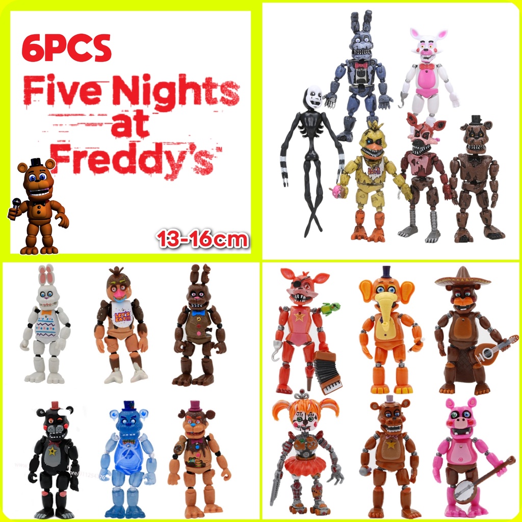 Action Figure FIVE NIGHTS AT FREDDY'S isi 6 pcs Miniatur Pajangan Mainan Topper Kue Game FNAF Freddy
