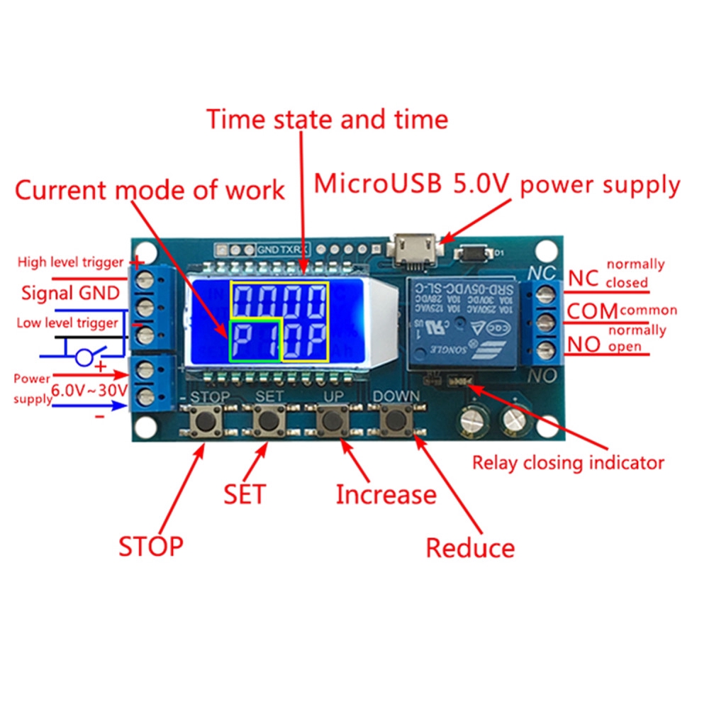 〖Factory Supplier/COD〗Timming Circuit Switch LCD dengan micro USB 5.0V Warna Hitam