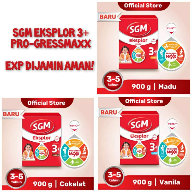 SGM Eksplor 3+ 3 Plus Madu Vanila Coklat Susu Bubuk 900 gr