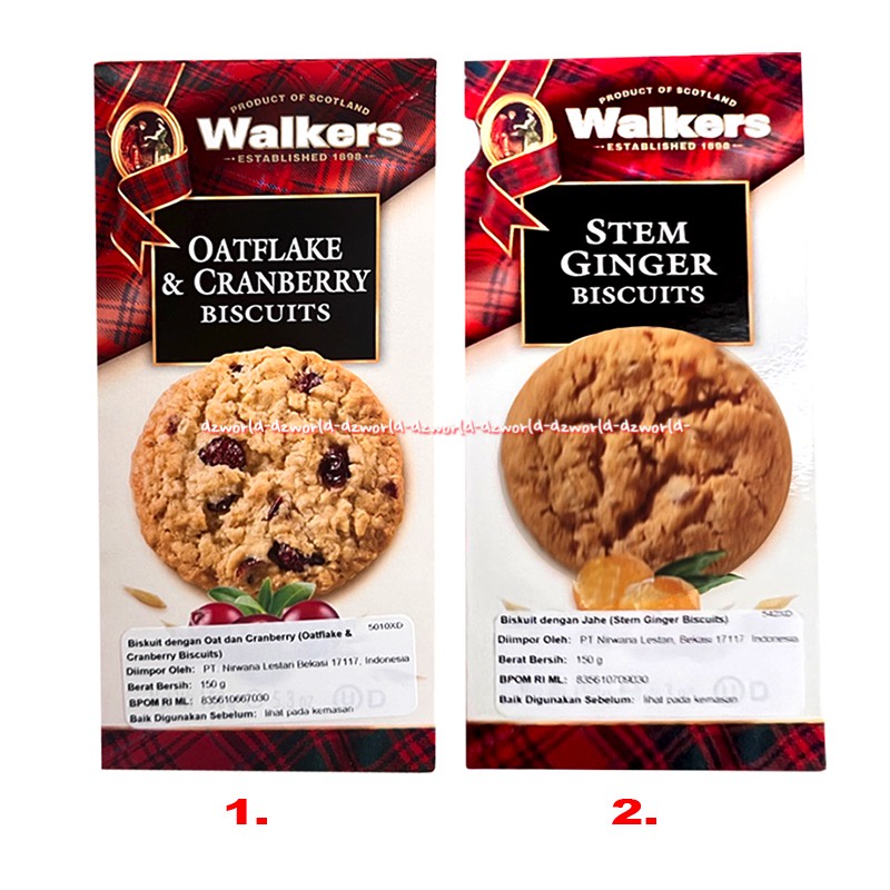 Walkers 150gr Oatflake Cranberry Biscuits Stem Ginger Biscuit Biskut Oat meal Kran Berry Rasa Jahe Walker Kukis Oatmeal Walk Er