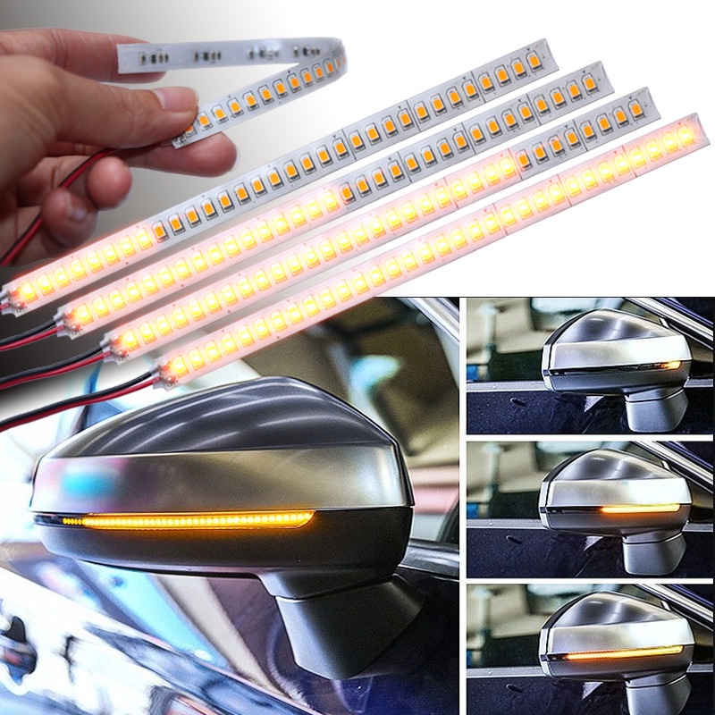 2pcs Lampu strip led Warna amber Untuk Kaca Spion Mobil