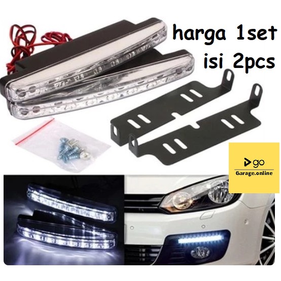 Lampu Led Drl 8 Mata Untuk Lampu Senja Kota Malam  Mobil 2 Pcs Waterproof anti air termurah