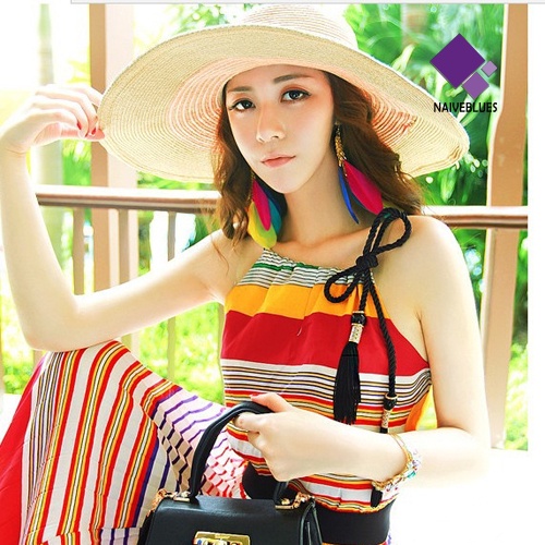 Anting Kait Juntai Panjang Handmade Warna Kontras Gaya Bohemian Untuk Wanita