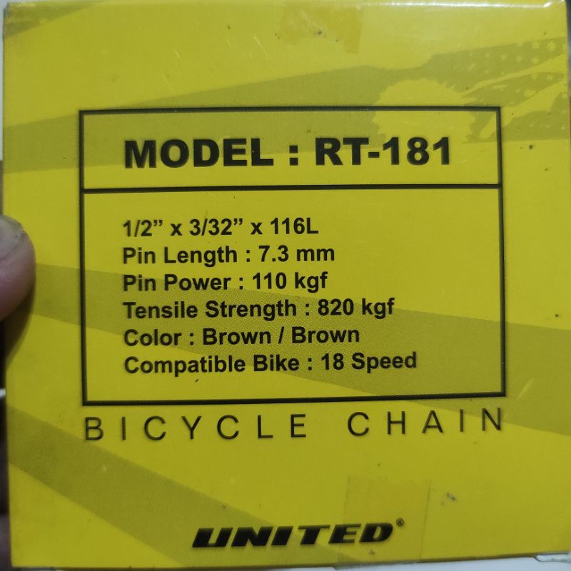 CHAIN UNITED RT181 UNTUK 5 6 ATAU 7 SPEED 116L RANTAI SEPEDA 116 LINKS