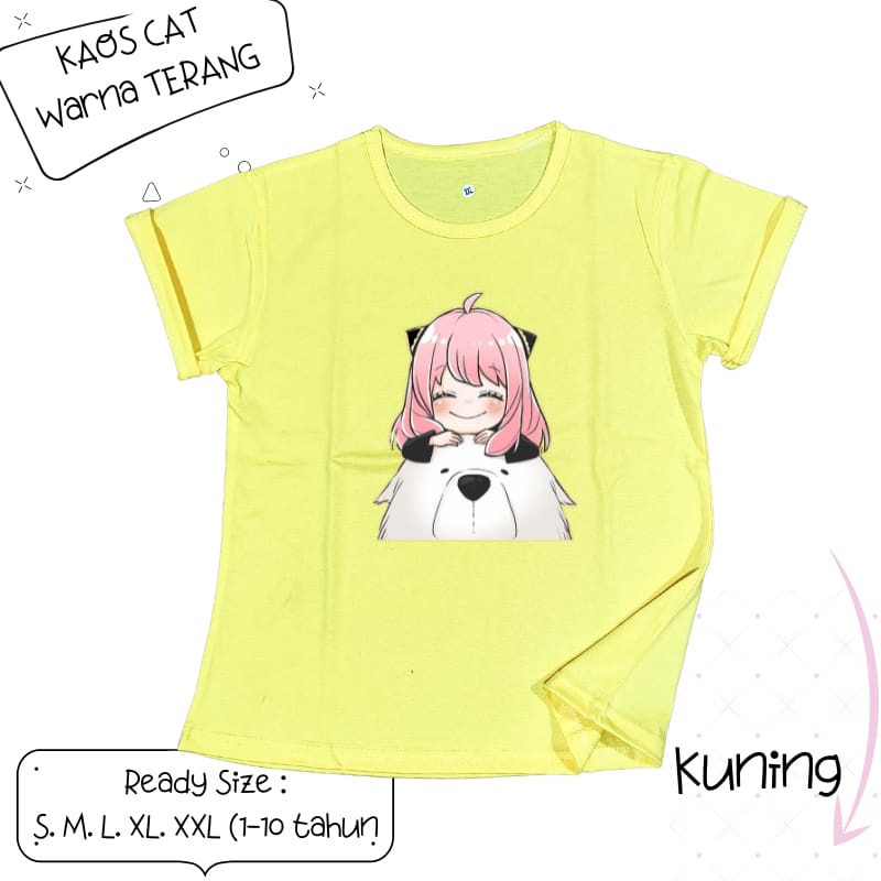 Baju Kaos Anak Cewek 3-12 tahun sampai Dewasa Jumbo &quot;ANYA&amp;BEAR&quot;