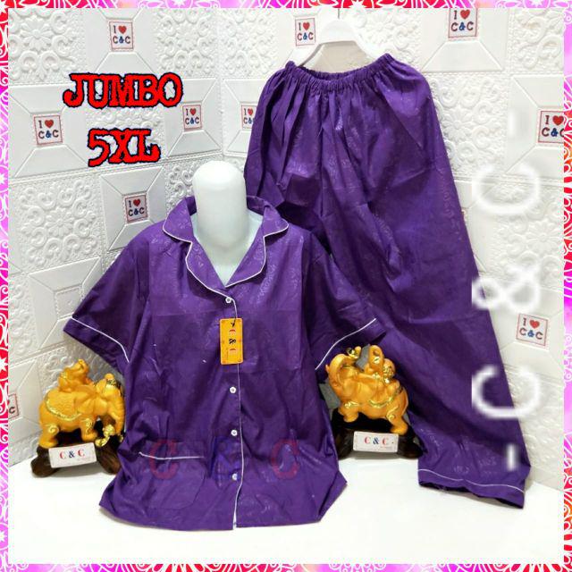 CNC - BAJU TIDUR WANITA SUPER JUMBO CP 5XL/LD 130/HEMBOS-Ungu tua