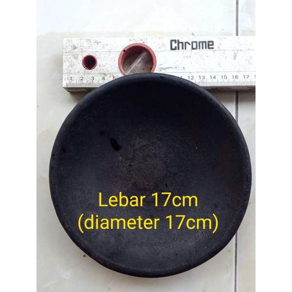 Cobek Tanah Liat Hitam Alami 17cm