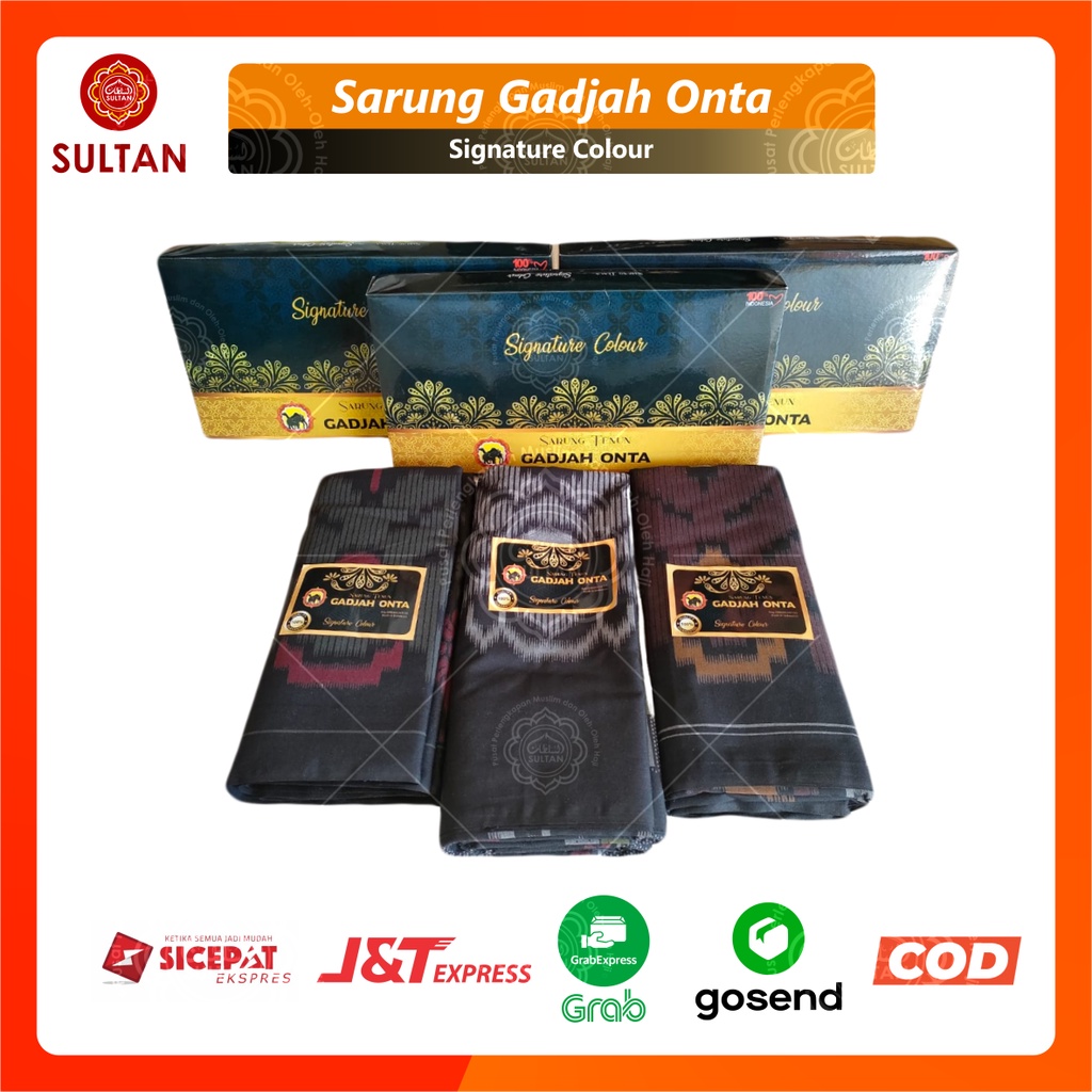Sarung Gadjah Onta Signature Colour - Tenun Warna Hitam Black Sarung Dewasa