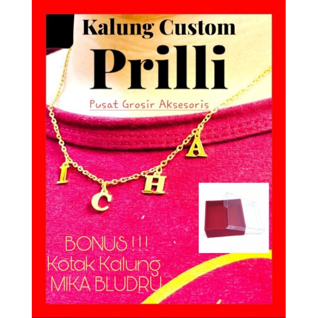 Kalung Nama Prilly Custom Nama Pribadi Bisa Desain Design Sendiri Kalung Huruf Kalung Kekinian PGM KN31