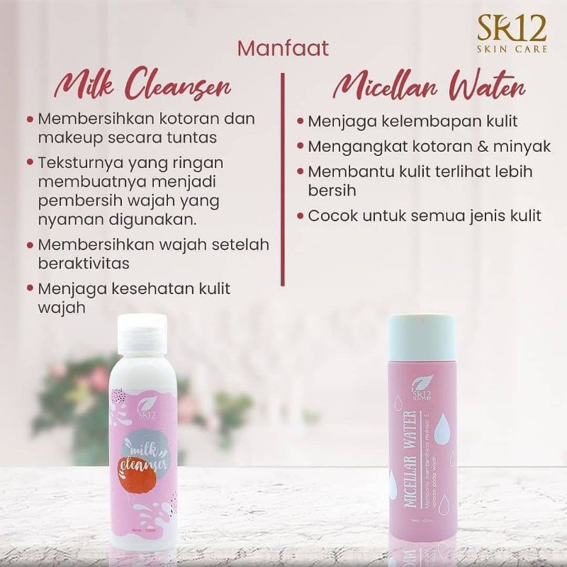 SR12 MICELLAR WATER / MELEMBABKAN WAJAH SECARA ALAMI BERSIH DAN SEGAR / PEMBERSIH WAJAH TERBAIK