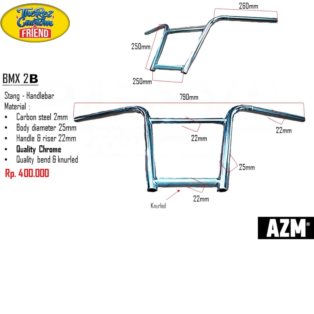 Stang Custom Stang Motor Stang Chopper Stang BMX Chrome