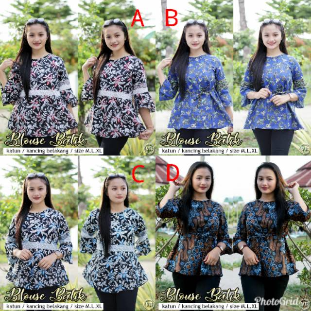 HOT SALE ATASAN BATIK FASHION BATIK BLOUSE BLUS BATIK WANITA KANTORAN SERI LONCENG BATIK CAHAYA