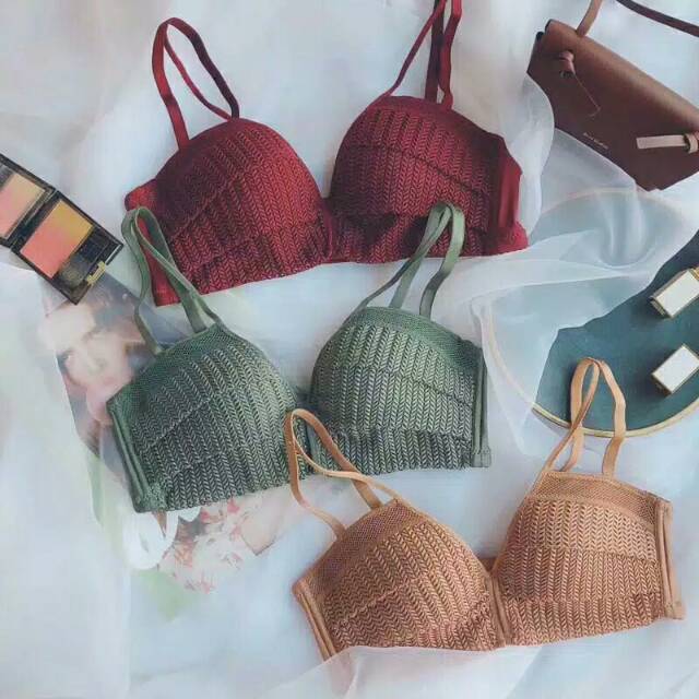 Bra Wanita Push Up Bahan Rajut Seamless Pakaian dalam Beha BH Pad Fashion Casual Sexy Korea