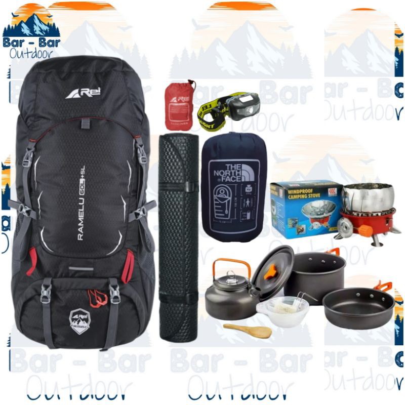 Tas Gunung Paket Paketan Carrier Keril Outdoor Rei Arei Ramelu 60L