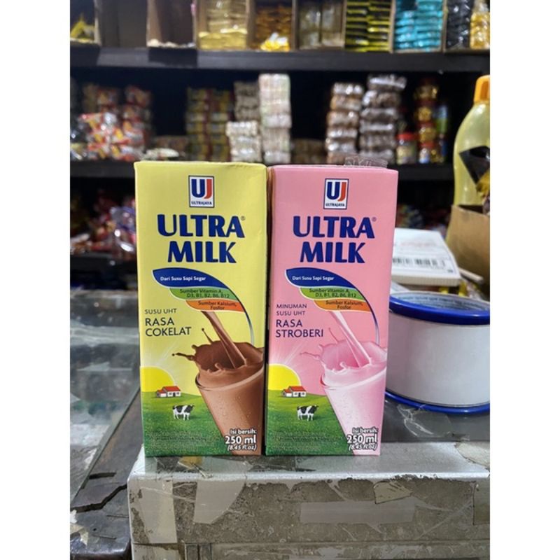 SUSU ULTRA MILK 250ml All Varian Rasa Kartonan/ 1 Dus