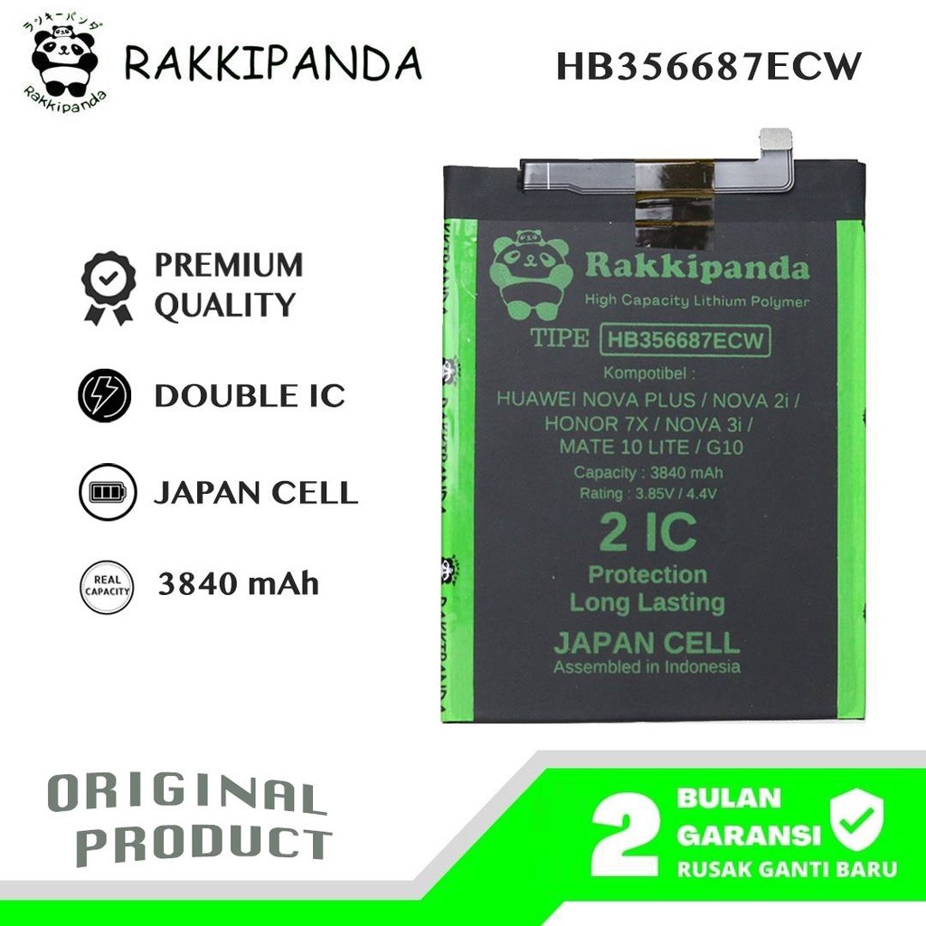 Baterai RakkiPanda - HB356687ECW Huawei Nova Plus / Nova 2 Plus / Nova 2I / 2s / Honor 7X / Nova 3I 