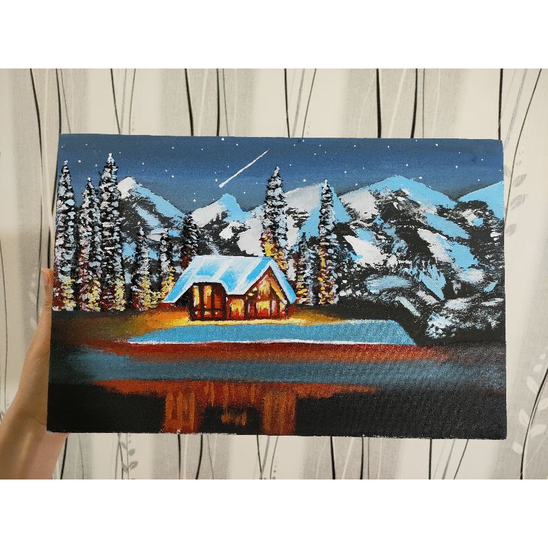 

Winter Painting |Lukisan kanvas akrilik musim salju