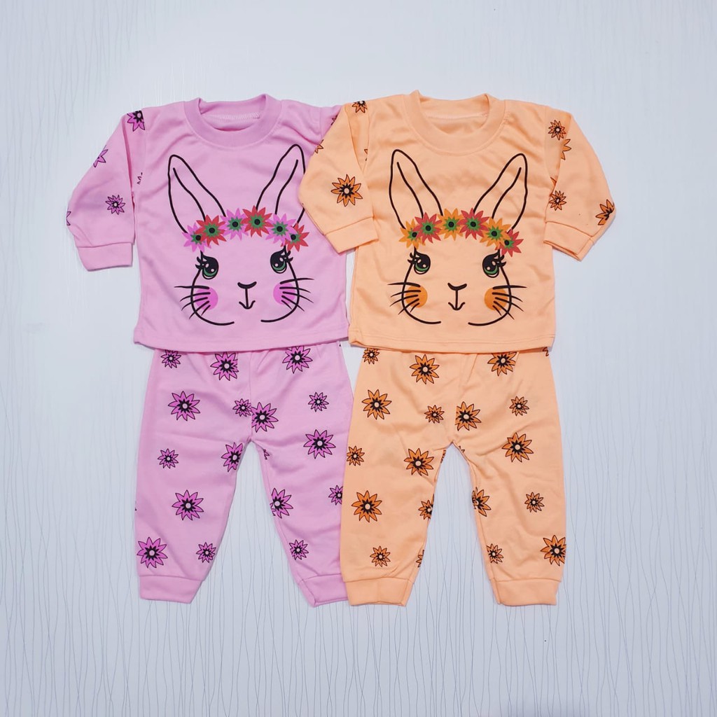 COD setelan piyama anak perempuan bunny &lt; 1 tahun / baju baby / baju tidur bayi / baby alicia