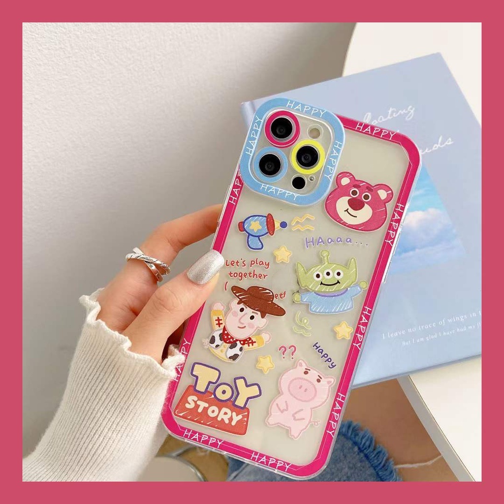 【Ready Stock】Lovely Winnie The Pooh Frame Clear Phone Case for iPhone 14 13 12 Pro Max 11 Pro SE 2020 XR XS MAX iPhone 7 Plus 8 Plus 6S Plus Dual Lens Protector Dual Frame Soft TPU Back Cover