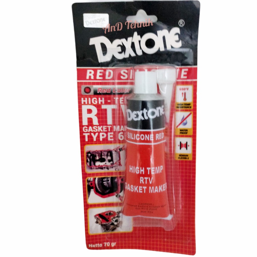 

Lem Silicone Red DEXTONE 70 gram Merah - Lem Paking High Temp RTV Gasket Maker Tube Besar 70gr