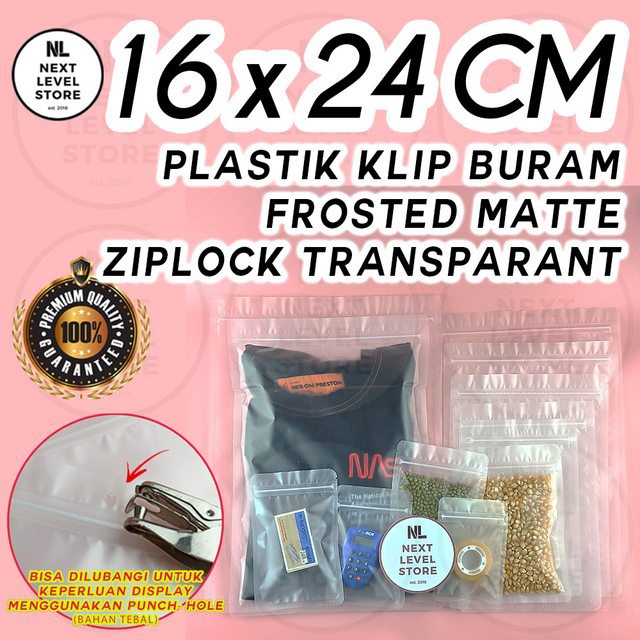 Plastik Klip Buram 16x24 cm Frosted Matte Ziplock Transparant