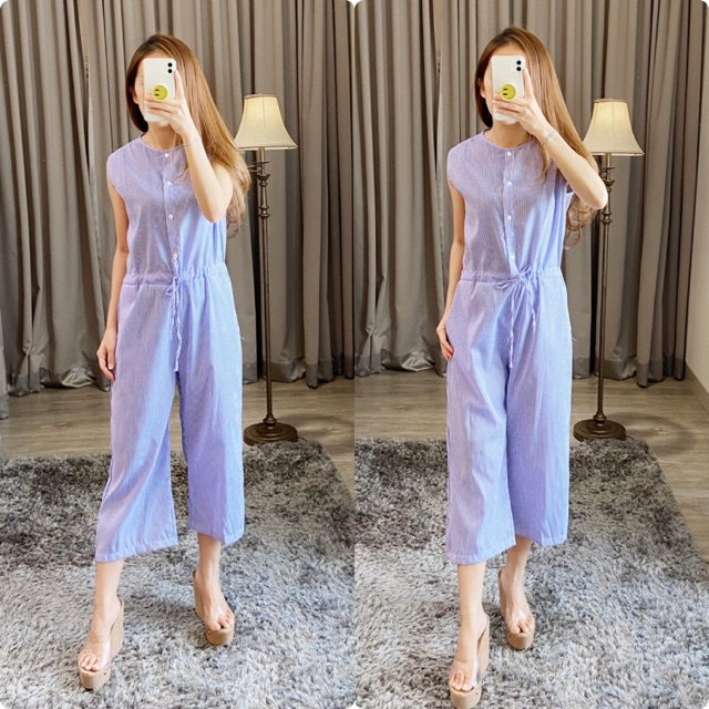 Jumpsuit panjang wanita  jumpsut wanita /jumpsuit strip / K 8-0943