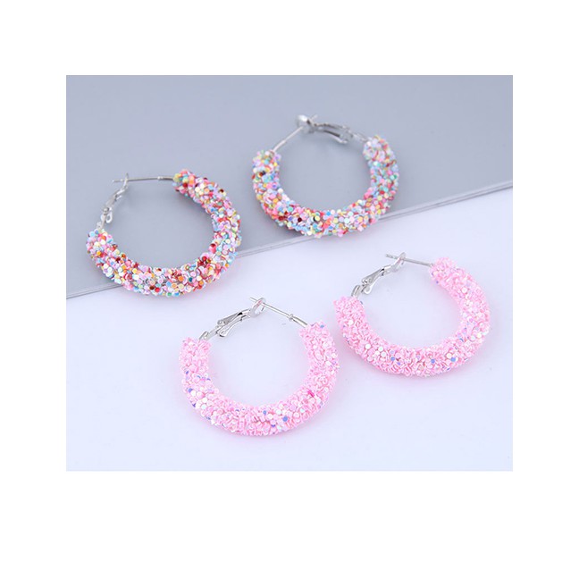 LRC Anting Tusuk Fashion Color Sequin Ear Studs A59891