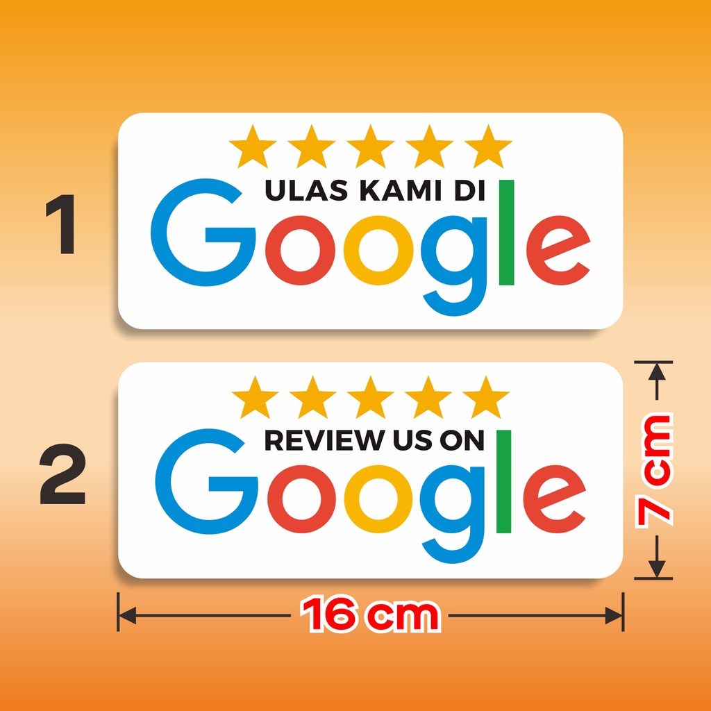 

Stiker Review Us On Google / Ulas Kami Di Google 16 cm x 7 cm (2 pcs)