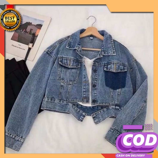 Jaket Jeans Dewasa Denim Model Sobek Polos Jaket Levis Wanita Jacket J Jacket Jeans Ariella Crop /