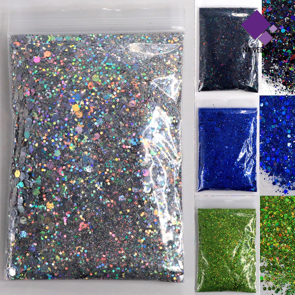 Naiveblue Serbuk Glitter Sequin 50g Aneka Ukuran Untuk Dekorasi Nail Art / Manicure DIY