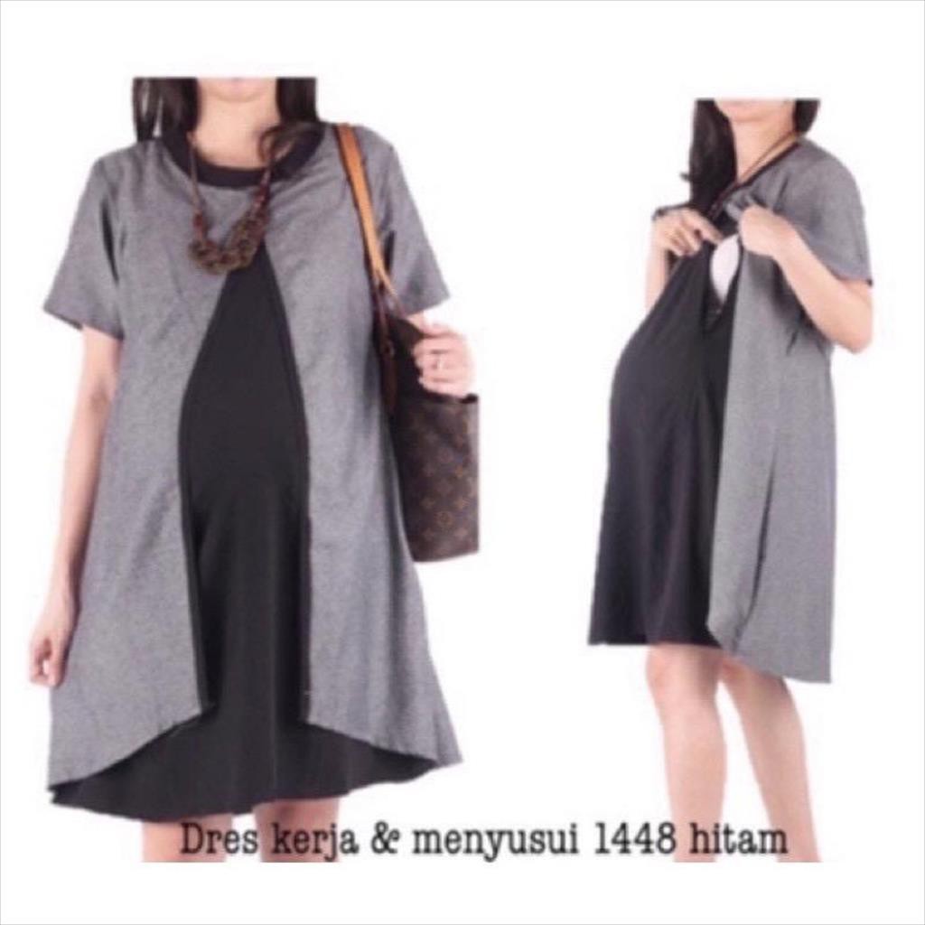 Baju hamil Dress Kerja &amp; Menyusui 1448-A baju hamil kekinian