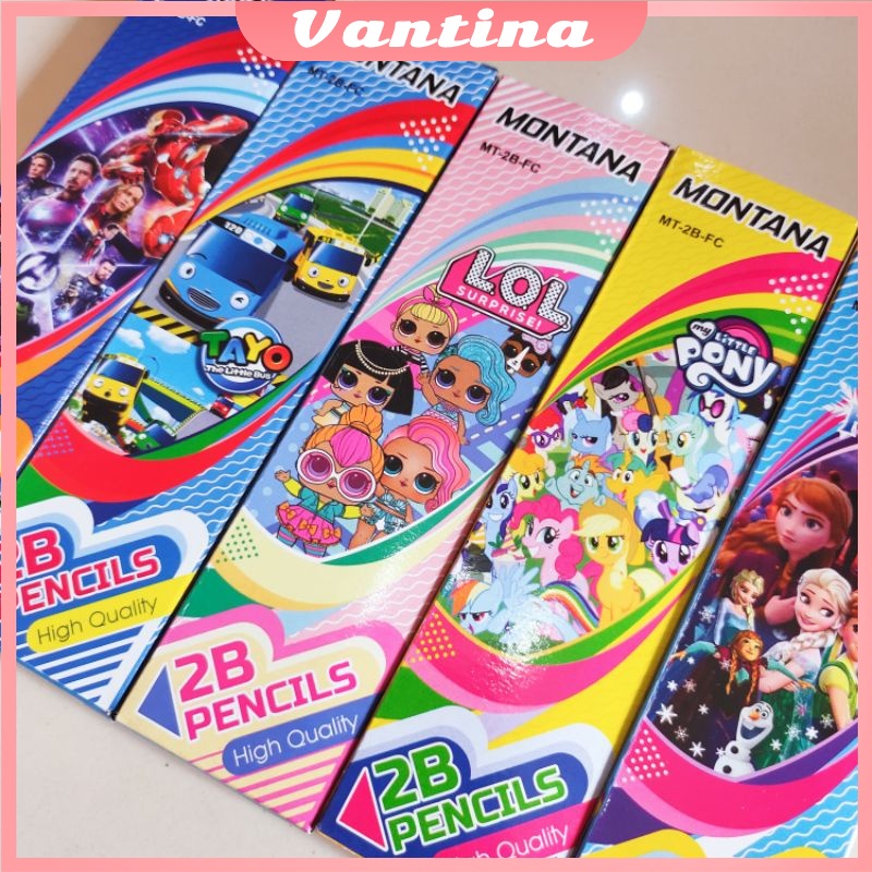 

(12 pcs) Pensil 2B Karakter Pencil Kayu 2B Fancy Kartun Lucu Motif kuromi Melody