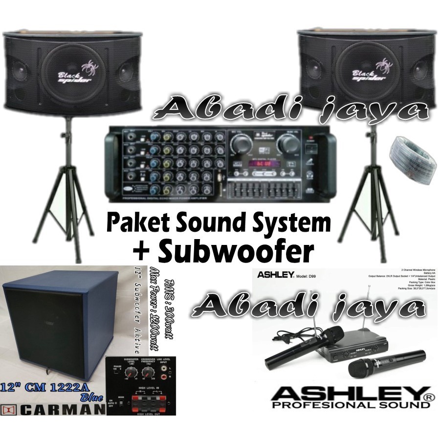 paket sound system black spider kmx 1 450 10 inch ashley d99 subwoofer