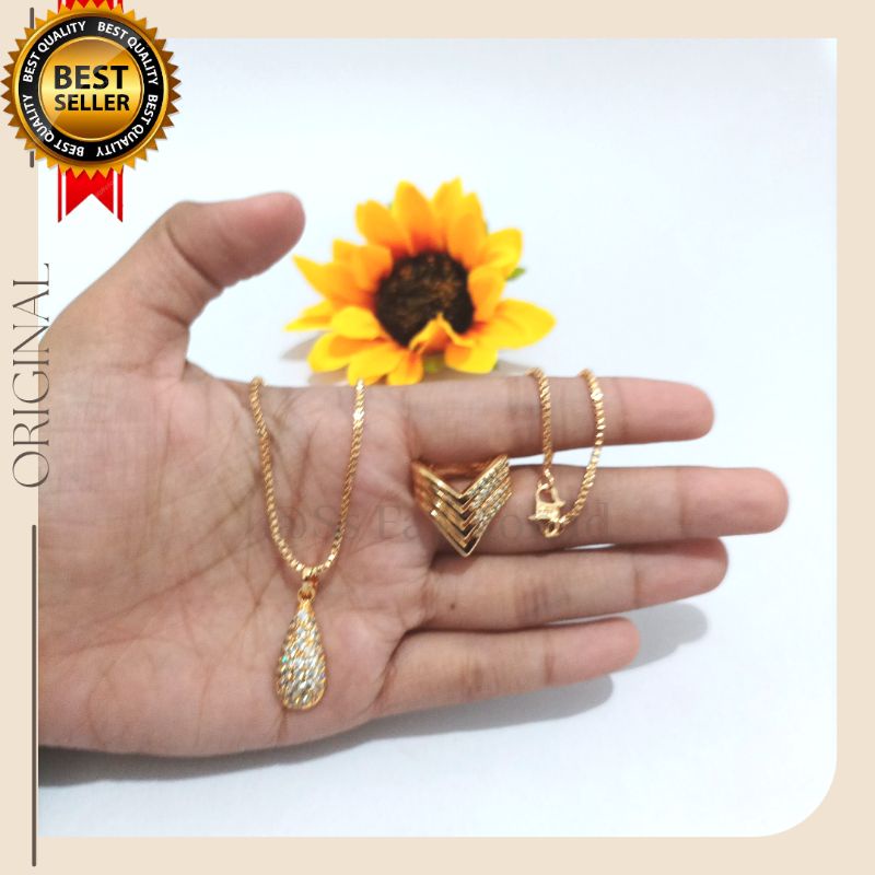 Terbaru!! Set Kalung dan Cincin 02 Gold anti karat