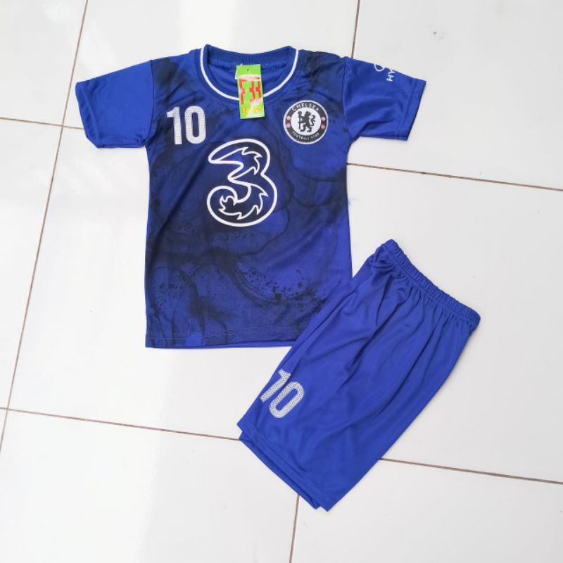 Mulkids. setelan Jersey Bola kaos Chealse Anak laki Laki 2-12 Tahun Pakaian Olahraga SepakBola Terbaru