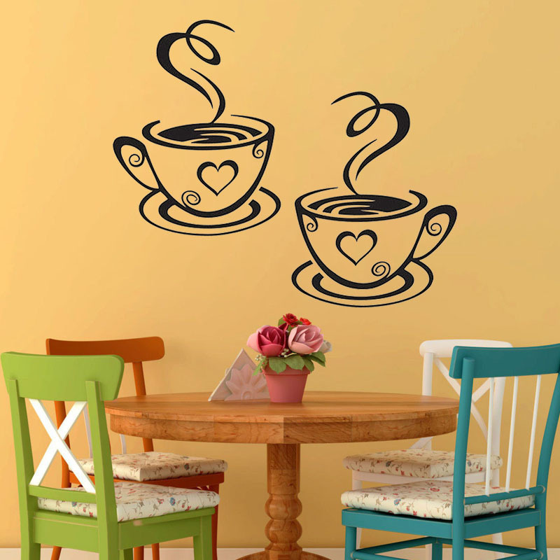 [Coffee Cup Pattern Removable Self-adhesive Wall Stickers] [ Home Kitchen Restaurant Hotel Wall Decoration]