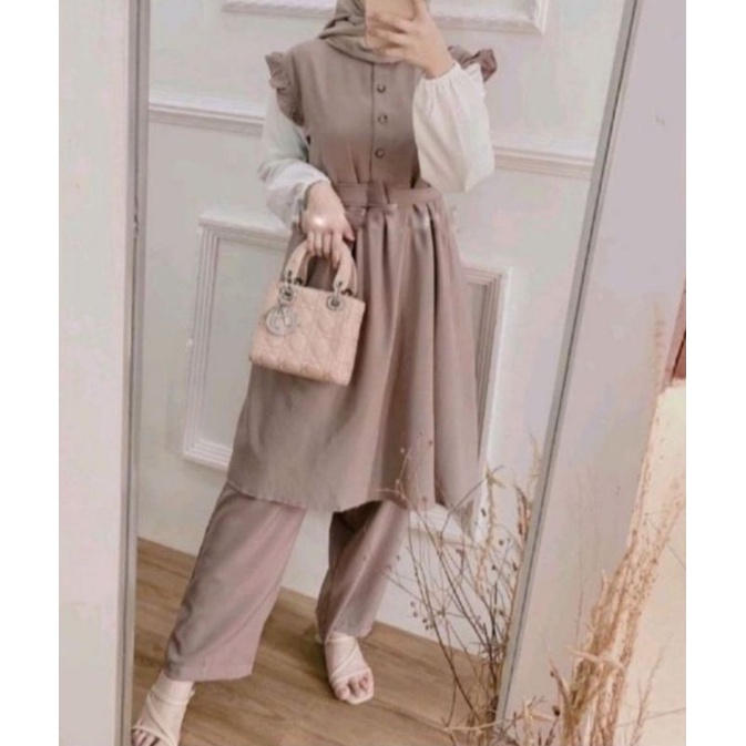 NIKEN SET / ZANNE TUNIK / TUNIK POLOS / TUNIK TANGAN BALON / TUNIK TANGAN KERUT