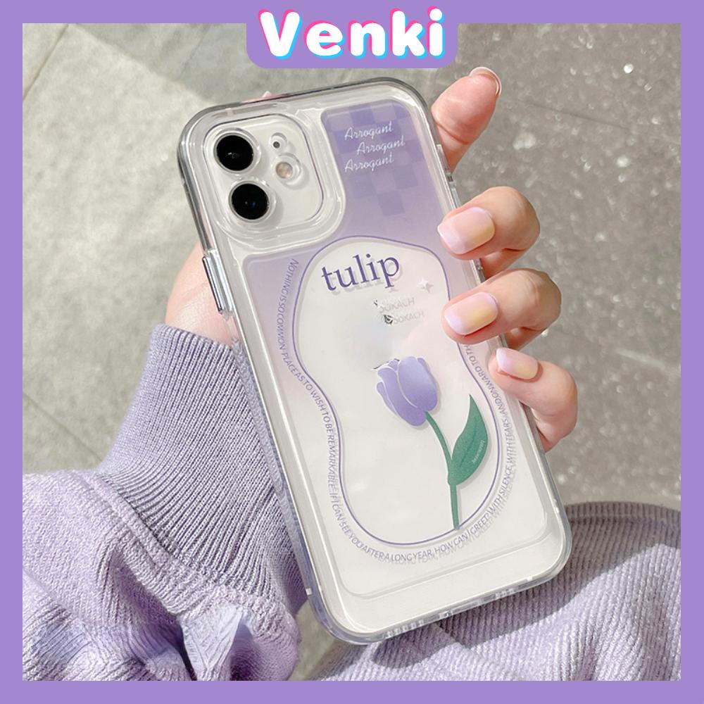 iPhone Case Silicone Soft Case Shockproof Camera Cover Protection Plating Button Purple Tulip Flower Compatible For iPhone 11 iPhone 13 Pro Max iPhone 12 Pro Max iPhone 7 Plus