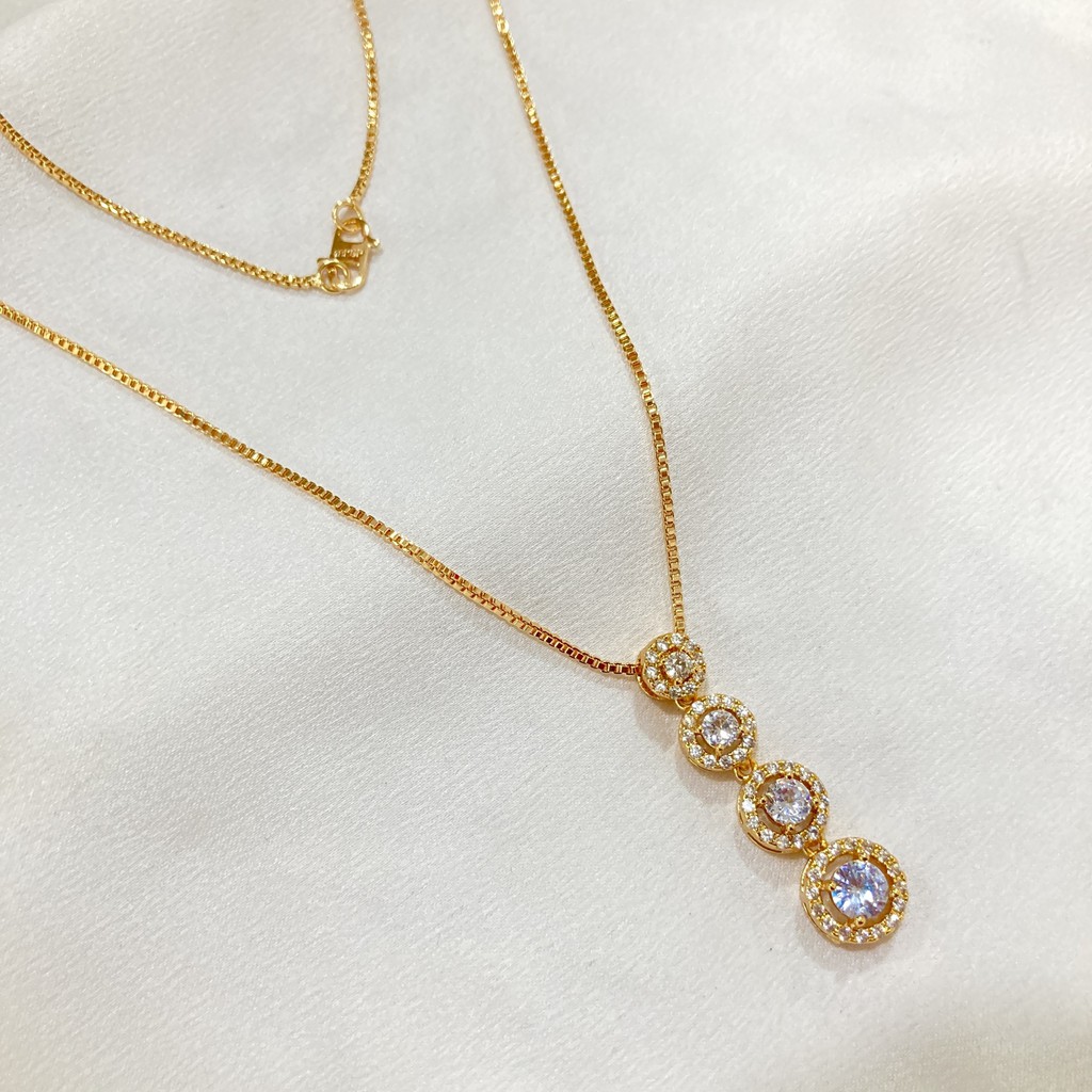 Kalung Wanita Permata Zircon Lapis Emas Aksesoris Fashion