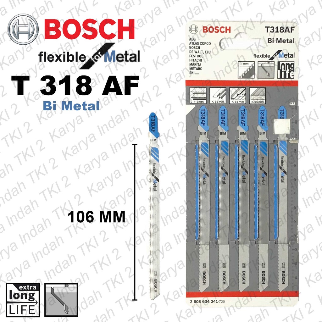 Mata Gergaji Jigsaw Besi BOSCH T318AF Jig Saw Blade Flexible For Metal Panjang