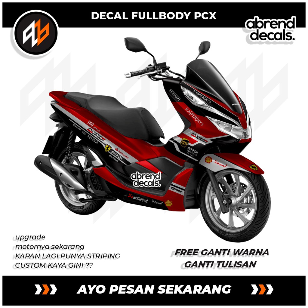 DECAL FULLBODY PCX CHROME / DECAL HOLOGRAM HONDA PCX / DECAL PCX FERRARI