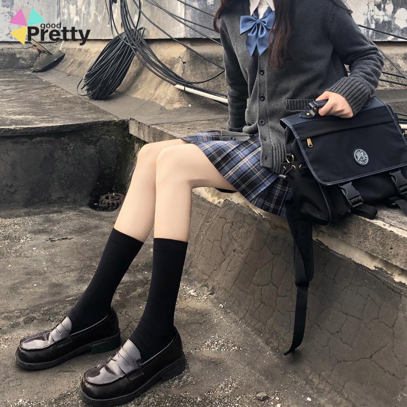 Kaus Kaki Beludru JK Wanita Medium High Bernapas di Atas Lutut Stoking - PD