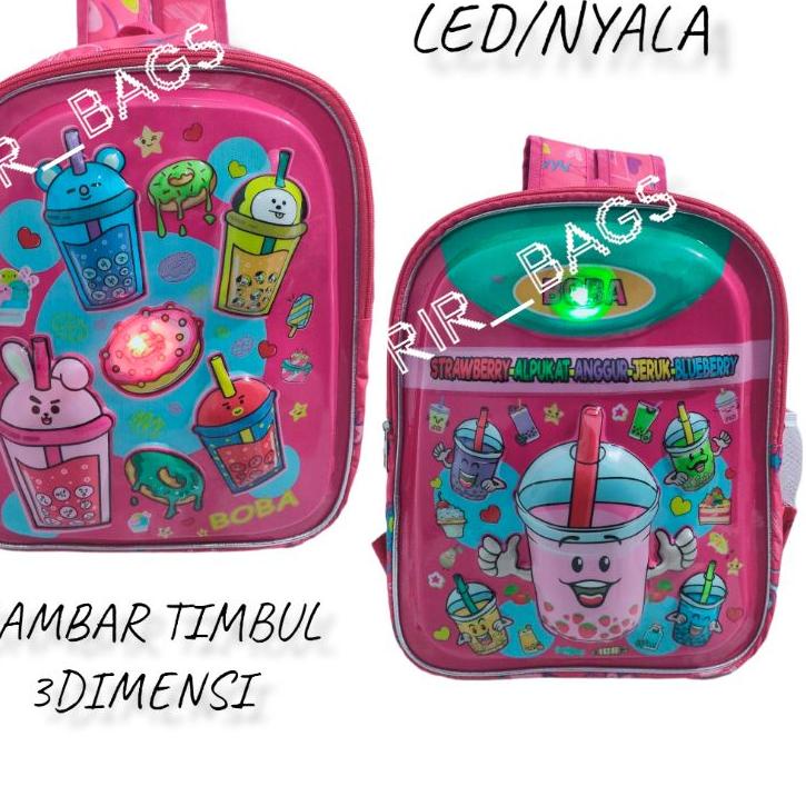 Best Seller.. Tas sekolah anak perempuan TK/Tas anak Boba LED/Tas sekolah anak Boba/Tas anak Boba LE