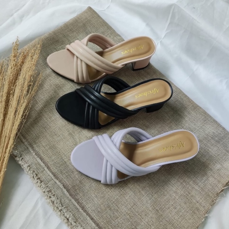 Afrishoes Pearly Sandal Heels Wanita Silang Empuk