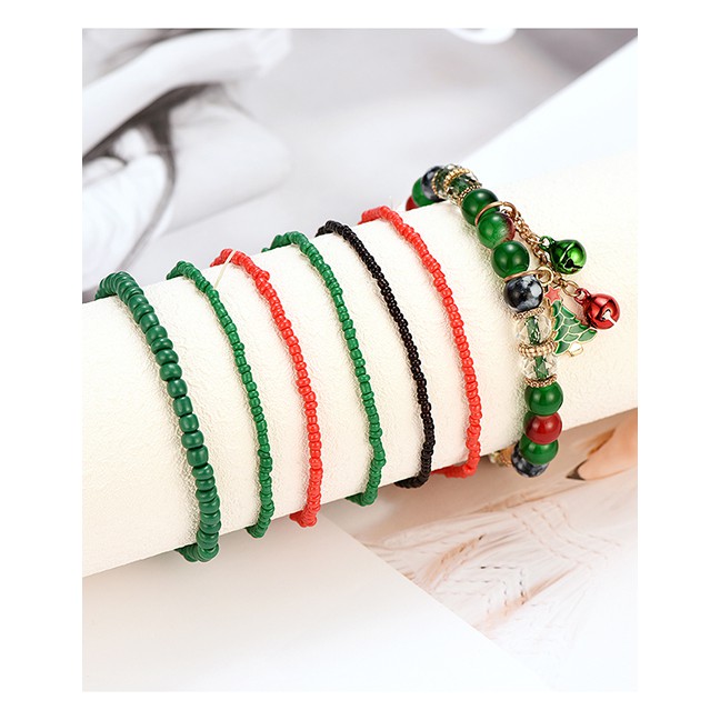 LRC Gelang Tangan Fashion Color Christmas Multi-layer Bracelet D18681